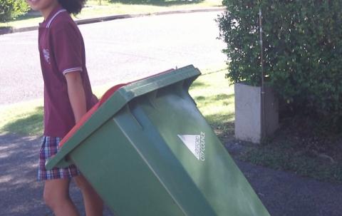 Taking out the garbage bins